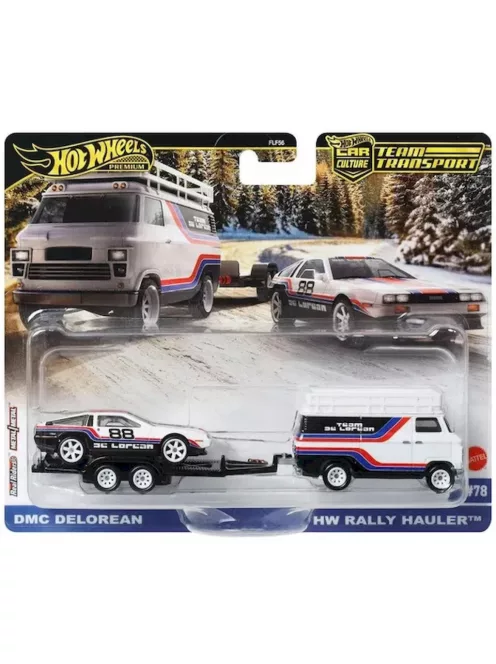 Mattel Hot Wheels - DeLorean DMC12 and Rally Van on a Hauler Team Transport series