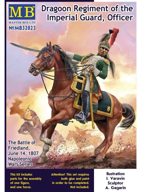 Master Box - Napoleonic Wars Series. Dragoon Regiment of the Imperial Guard, The Battle of Friedland, June 14, 1807. Officer / Senior Sergeant