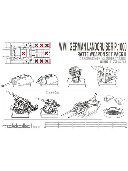 Modelcollect - WWII Germany Landcruiser p.1000 ratte weapon set pack II