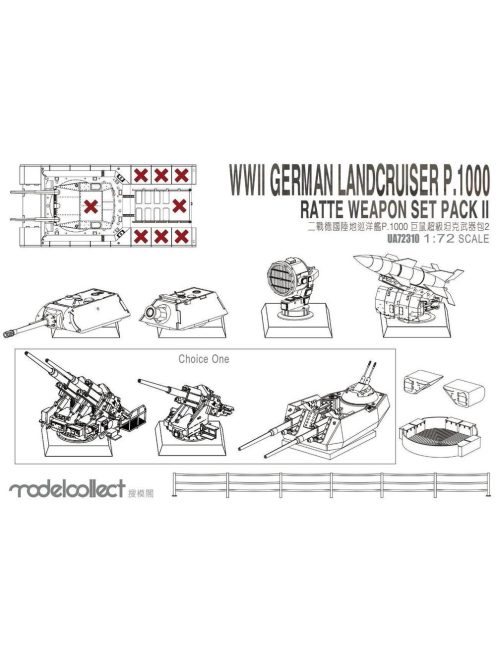 Modelcollect - WWII Germany Landcruiser p.1000 ratte weapon set pack II