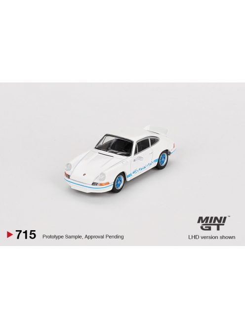 Minigt - 1:64 Porsche 911 (901) Carrera RS 2.7 Grand Prix White with Blue Livery 1974 (LHD) - MINI GT
