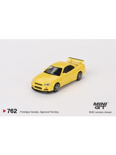   Minigt - 1:64 Nissan Skyline GT-R (R34) V-Spec Lightning Yellow, 1999 (RHD) - MINI GT