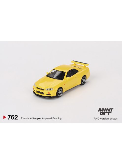Minigt - 1:64 Nissan Skyline GT-R (R34) V-Spec Lightning Yellow, 1999 (RHD) - MINI GT