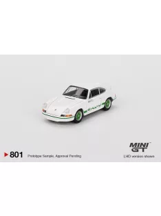   Minigt - 1:64 Porsche 911 Carrera RS 2.7 Grand Prix White with Green Livery 1973 (LHD) - MINI GT