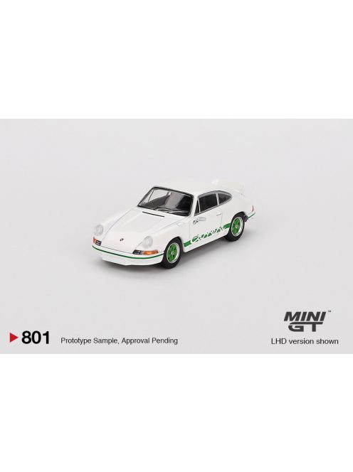 Minigt - 1:64 Porsche 911 Carrera RS 2.7 Grand Prix White with Green Livery 1973 (LHD) - MINI GT