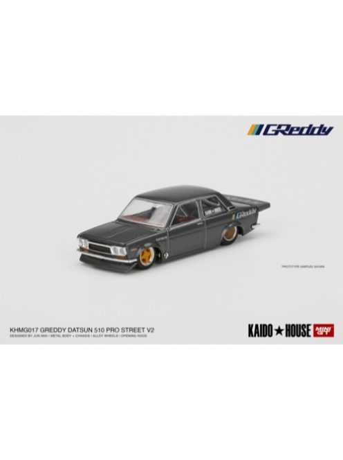 Minigt - 1:64 Datsun Kaido House 510 Pro Street Greddy, Gun Metal Grey - Mini Gt