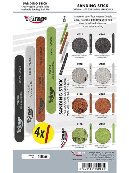 Mirage Hobby - MIRAGE SANDING STICK OPTIMAL SET [4pcs/8 STAGES]