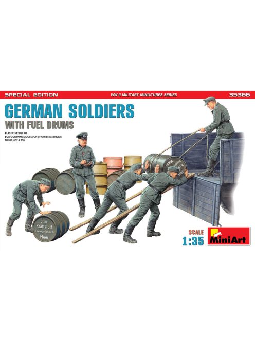 MiniArt - German Soldiers w/ Fuel Drums. Special Edition (35041 & 35597 6 drums)