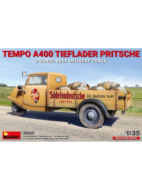 Miniart - Tempo A400 Tieflader Pritsche 3-Wheel Beer Delivery Truck