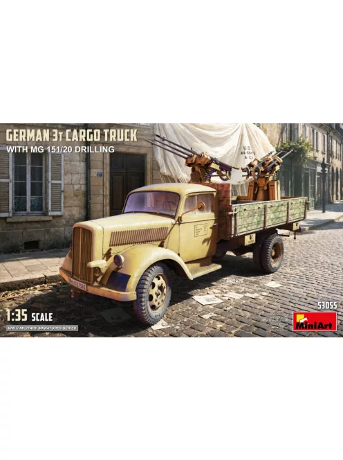 Miniart - German 3t Cargo Truck with  MG 151/20 Drilling