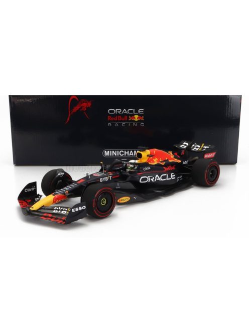 Minichamps - RED BULL F1  RB18 TEAM ORACLE RED BULL RACING N 1 WORLD CHAMPION WINNER HUNGARIAN GP 2022 MAX VERSTAPPEN MATT BLUE YELLOW RED