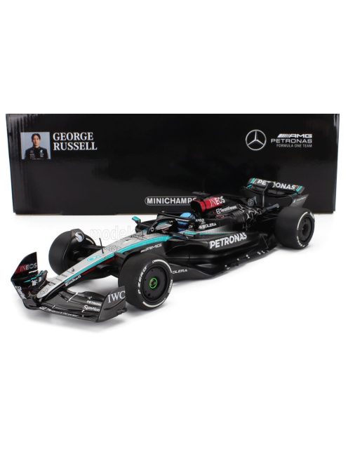 Minichamps - MERCEDES GP  F1  W15 EQ PERFORMANCE TEAM AMG PETRONAS MOTORSPORT N 63 SEASON 2024 GEORGE RUSSELL BLACK SILVER GREEN