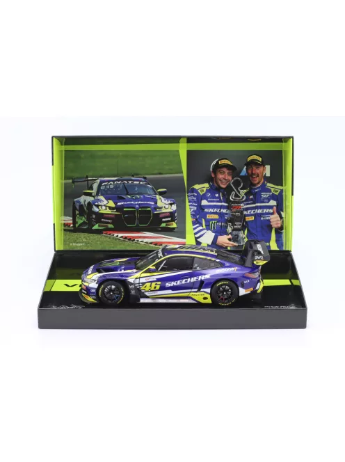 Minichamps - BMW 4-SERIES M4 GT3 TEAM WRT N 46 (FIRST PODIUM) 2nd RACE 2 FANATEC GT WORLD CHALLENGE EUROPE BRANDS HATCH 2023 - VALENTINO ROSSI - MAXIME MARTIN PURPLE YELLOW BLACK