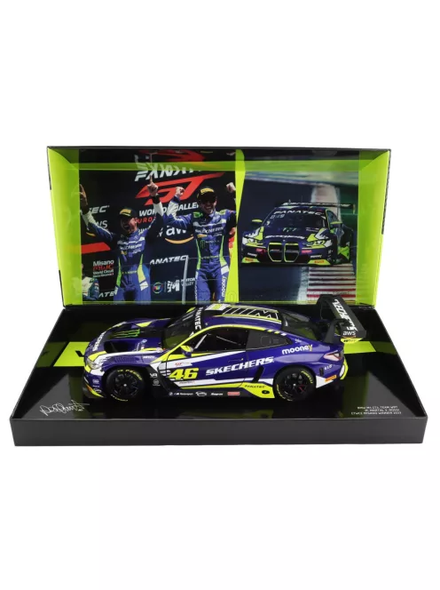 Minichamps - BMW 4-SERIES M4 GT3 TEAM WRT N 46 WINNER GTWCE GT WORLD CHALLENGE EUROPE SPRINT CUP MISANO ITALY 2023 - VALENTINO ROSSI - MAXIME MARTIN PURPLE YELLOW BLACK