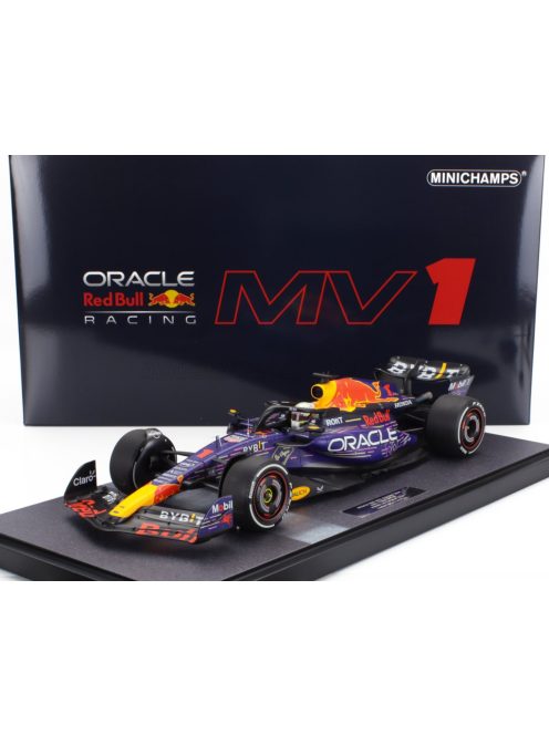 Minichamps - RED BULL F1  RB19 TEAM ORACLE RED BULL RACING N 1 WORLD CHAMPION WINNER LAS VEGAS USA GP 2023 MAX VERSTAPPEN PURPLE YELLOW RED