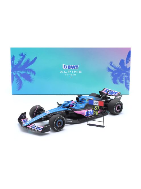 Minichamps - RENAULT F1  A523 TEAM BWT ALPINE N 31 9th MIAMI GP WITH PIT BOARD 2023 ESTEBAN OCON BLUE BLACK PINK
