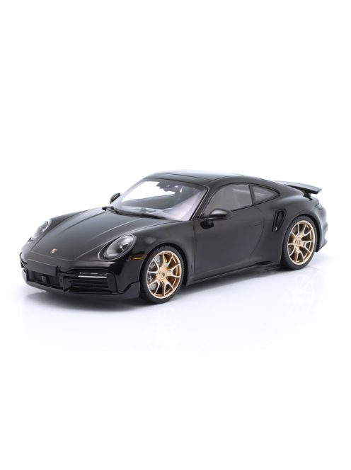 Minichamps - PORSCHE PORSCHE 911 992 TURBO S COUPE 2022 - GOLD RIMS BLACK