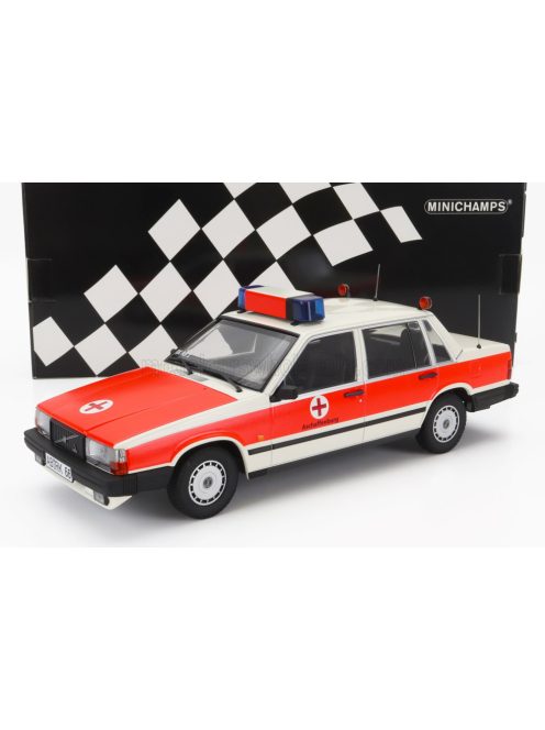 Minichamps - VOLVO 740GL DRK AMBULANCE 1986 WHITE ORANGE