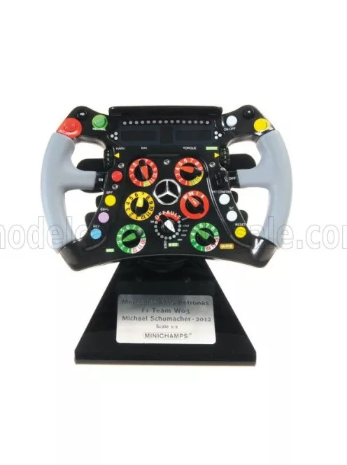 Minichamps - ACCESSORIES STEERING WHEEL - VOLANTE F1  MERCEDES GP MGPW03 PETRONAS SEASON 2012 MICHAEL SCHUMACHER BLACK SILVER