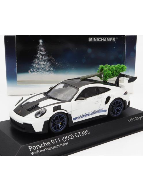 Minichamps - PORSCHE 911 992 GT3 RS COUPE 2023 - BLUE WHEELS - CHRISTMAS EDITION 2023 WHITE BLACK