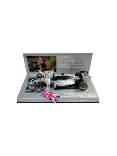   Minichamps - 1:43 Mercedes-Benz AMG (992) W05 Hybrid Mercedes AMG Petronas F1 Team, #44 L. Hamilton, World Champion Abu Dhabi GP formula 1 2014 with Standing Figurine A.Flag - L.E. 2014 pcs. - Minichamps