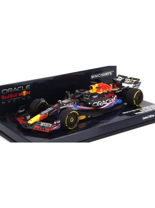 Minichamps - RED BULL F1  RB19 TEAM ORACLE RED BULL RACING N 1 WORLD CHAMPION WINNER AUSTIN USA GP 2023 MAX VERSTAPPEN MATT BLUE