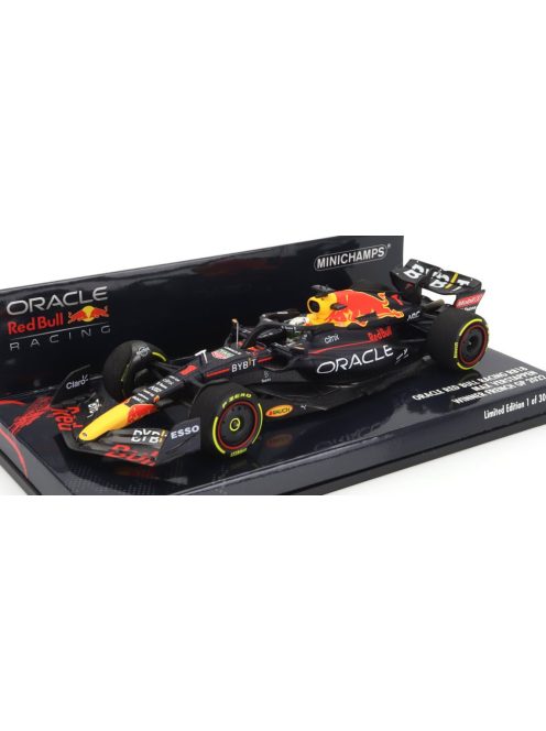 Minichamps - RED BULL F1 RB18 TEAM ORACLE RED BULL RACING N 1 WORLD CHAMPION WINNER FRENCH GP 2022 MAX VERSTAPPEN MATT BLUE YELLOW RED