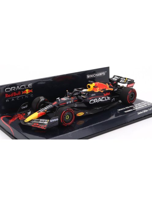 Minichamps - RED BULL F1  RB18 TEAM ORACLE RED BULL RACING N 1 WINNER HUNGARIAN GP WORLD CHAMPION 2022 MAX VERSTAPPEN MATT BLUE YELLOW RED