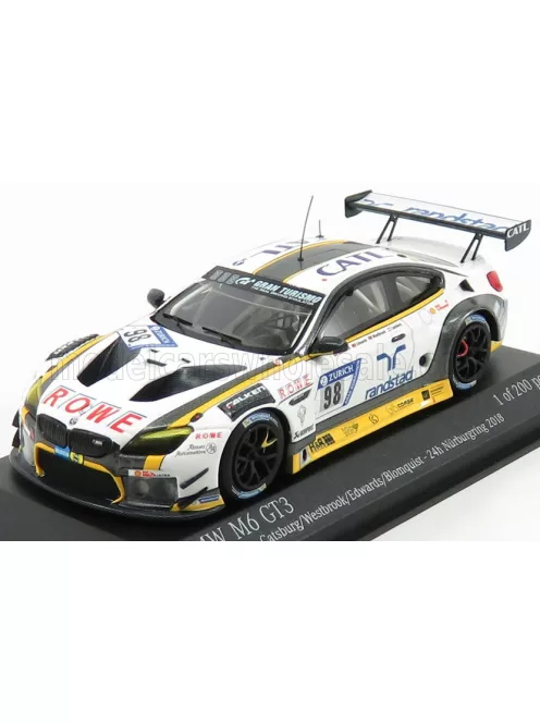 Minichamps - BMW 6-SERIES M6 GT3 TEAM ROWE RACING N 98 24h NURBURGRING 2018 N.CATSBURG - R.WESTBROOK - J.EDWARDS - T.BLOMQVIST WHITE YELLOW