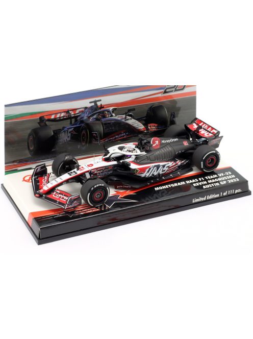 Minichamps - HAAS F1  VF-23 TEAM MONEYGRAM HAAS N 20 AUSTIN USA GP 2023 KEVIN MAGNUSSEN WHITE BLACK RED