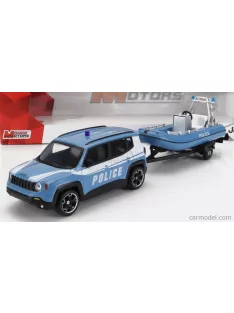   Mondomotors - Jeep Renegade Police Con Carrello E Gommone 2017 - Trailer And Motorboat Light Blue White