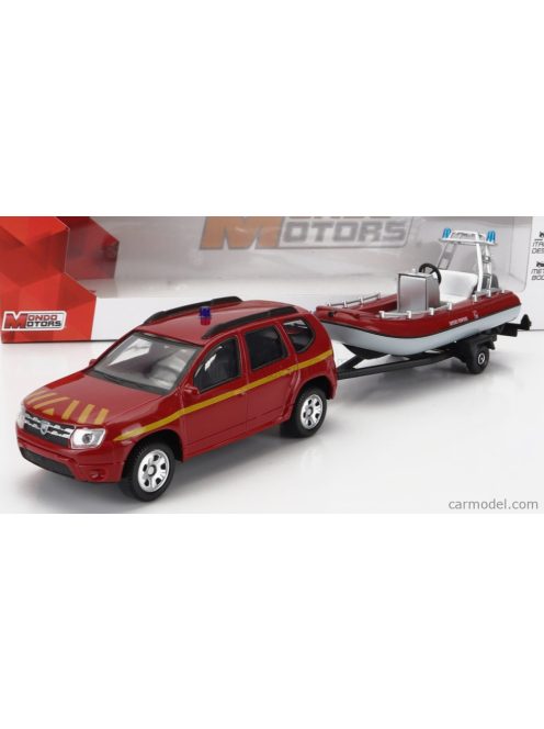 Mondomotors - Dacia Duster Sapeurs Pompiers Con Carrello E Gommone 2020 - Trailer And Motorboat Red Yellow