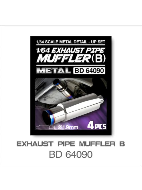 Mothobby Bnds - METAL EXHAUST PIPE MUFFLER SET B4 pcs. Diameter (1.9 mm)unpainted metal