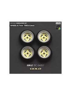  Mothobby/Bnds - 1:64 Mk-2 (Wheel: 6.7Mm, Tyre: 8.3Mm) Gold - Wheel & Tyre Set - 4 Pcs