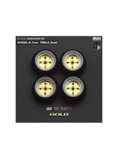   Mothobby/Bnds - 1:64 Hoshino G5 (Wheel: 6.7Mm, Tyre: 8.3Mm) Gold - Wheel & Tyre Set - 4 Pcs
