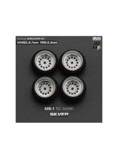   Mothobby/Bnds - 1:64 Manaray Ms-I (Wheel: 6.7Mm, Tyre: 8.3Mm) Silver - Wheel & Tyre Set - 4 Pcs
