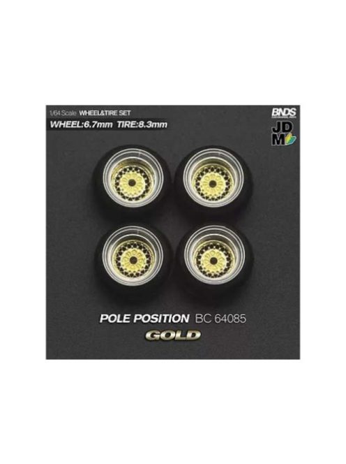 Mothobby/Bnds - 1:64 Pole Position (Wheel: 6.7Mm, Tyre: 8.3Mm) Gold - Wheel & Tyre Set - 4 Pcs