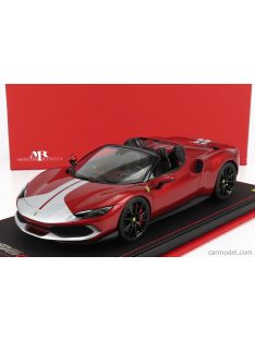   Mr-Models - Ferrari 296 Gts Spider Assetto Fiorano Open Roof 2022 - Con Vetrina - With Showcase Rosso Imola Argento Nurburgring - Red Met Silver