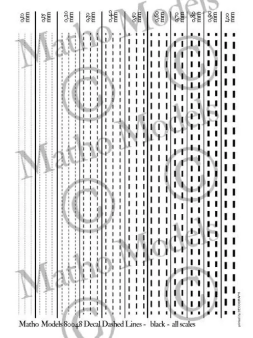 Matho Models - Decal Dashed Lines - black