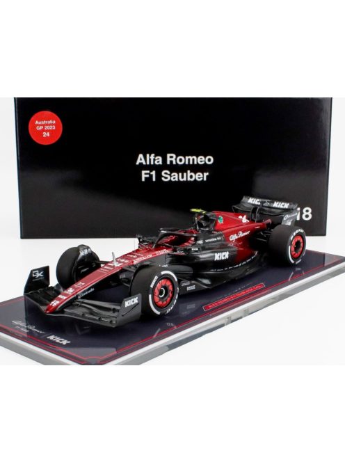 NZG - ALFA ROMEO F1  C43 TEAM STAKE N 24 AUSTRALIAN GP 2023 ZHOU GUANYU - CON VETRINA - WITH SHOWCASE BLACK RED