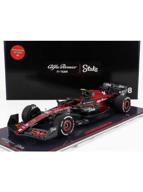 NZG - ALFA ROMEO F1  C43 TEAM STAKE N 24 DUTCH NETHERLANDS GP 2023 ZHOU GUANYU - CON VETRINA - WITH SHOWCASE BLACK RED