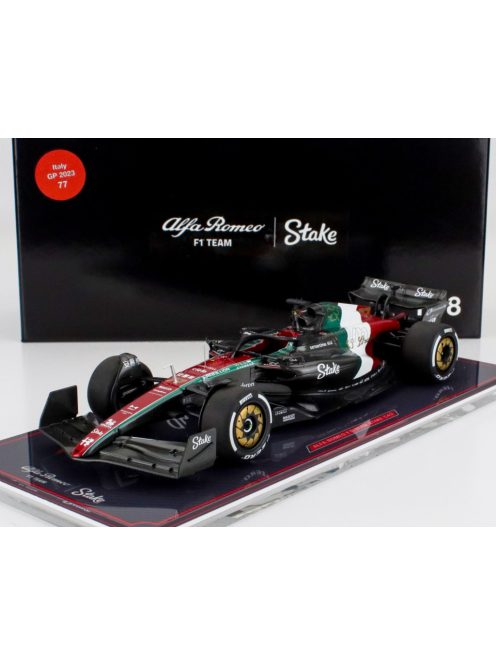 NZG - ALFA ROMEO F1  C43 TEAM STAKE N 77 MONZA ITALY GP 2023 VALTTERI BOTTAS - CON VETRINA - WITH SHOWCASE BLACK RED WHITE GREEN
