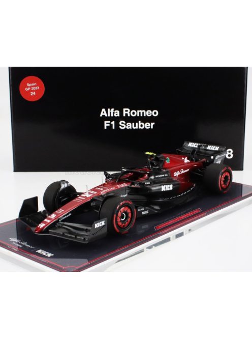 NZG - ALFA ROMEO F1  C43 TEAM STAKE N 24 SPANISH GP 2023 ZHOU GUANYU - CON VETRINA - WITH SHOWCASE BLACK RED