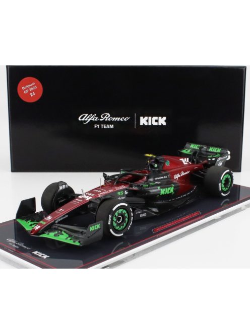 NZG - ALFA ROMEO F1  C43 TEAM STAKE N 24 BELGIUM GP 2023 ZHOU GUANYU - CON VETRINA - WITH SHOWCASE BLACK RED