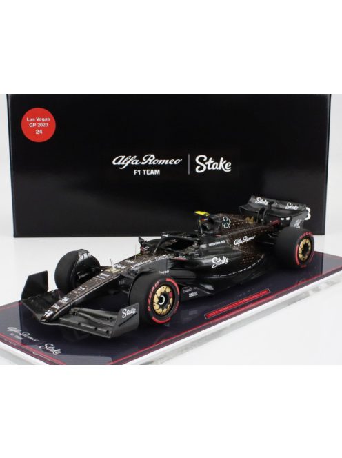 NZG - ALFA ROMEO F1  C43 TEAM STAKE N 24 LAS VEGAS USA GP 2023 GUANYU ZHOU - CON VETRINA - WITH SHOWCASE BLACK BROWN
