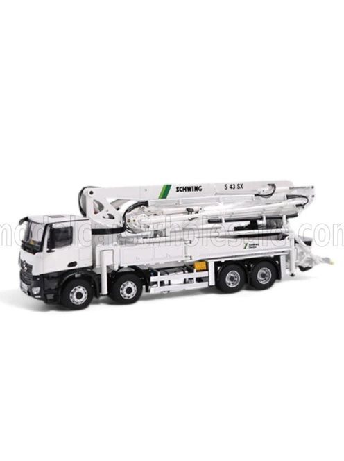 NZG - MERCEDES BENZ AROCS 4542 TRUCK 4-ASSI 2018 - AUTOPOMPA PER CALCESTRUZZO SCHWING S 43 SX - CEMENT PUMP WHITE BLACK