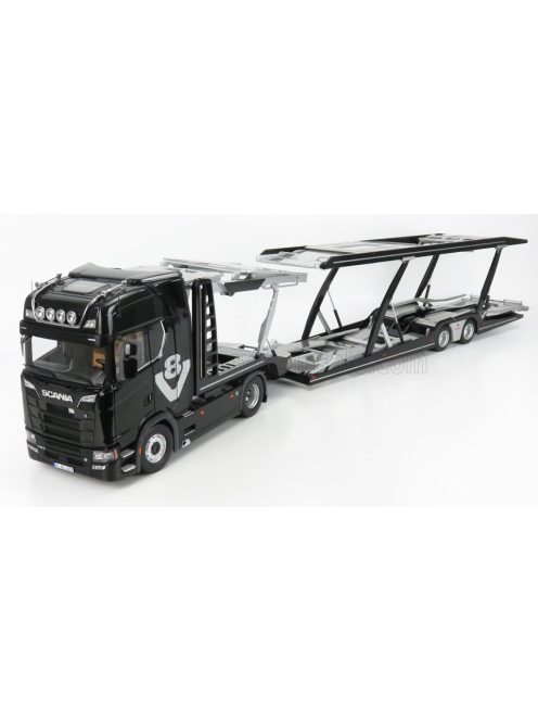 NZG - SCANIA S730 V8 TRUCK CAR TRANSPORTER 2017 BLACK SILVER