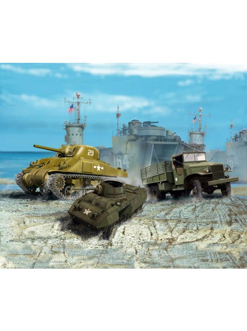 Revell - US Army vehicles M4 Sherman & M8 Greyhound & CCKW Truck 1:144 (3350 R)