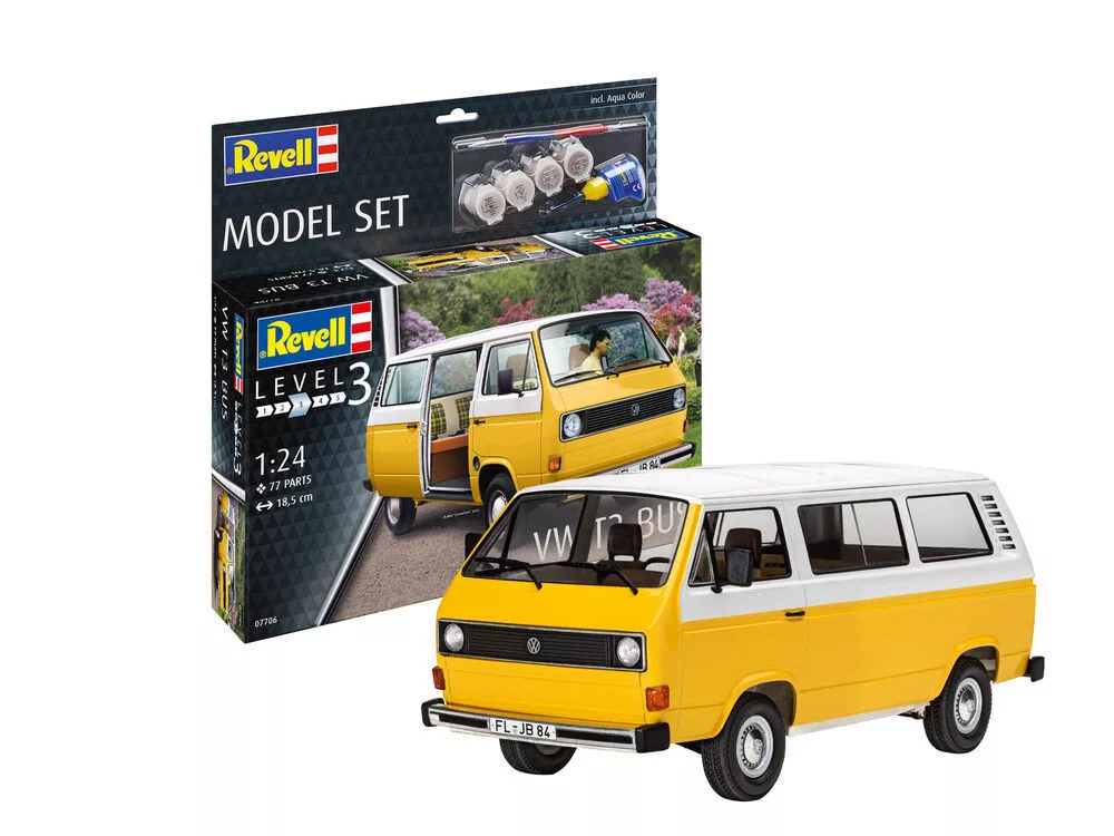 Maquette Revell VW T3 Bus – Camionnette Mythique – Pièces Multiples Et Autocollants – Colle Et Pinceau Inclus