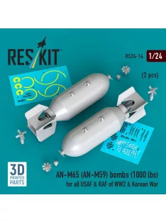   Reskit - AN-M65 (AN-M59) bombs (1000 lbs) for all USAF & RAF of WW2 & Korean War (2 pcs) (3D Printed)